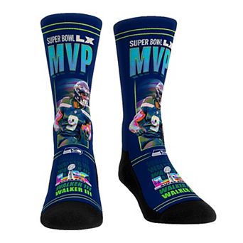 Unisex Rock Em Socks Kenneth Walker III College Navy Seattle Seahawks Super Bowl LX MVP Player Crew Socks