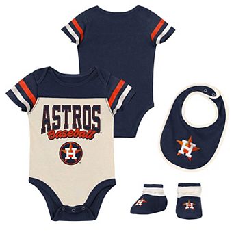 "Newborn Outerstuff Navy Houston Astros Up One Three-Piece Bodysuit, Bib & Booties Set"