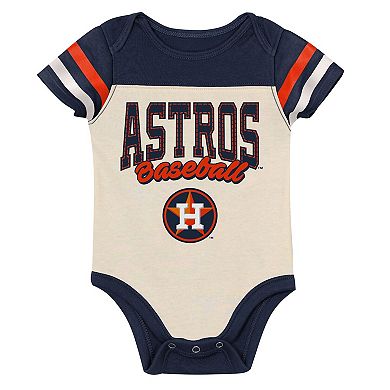 "Newborn Outerstuff Navy Houston Astros Up One Three-Piece Bodysuit, Bib & Booties Set"
