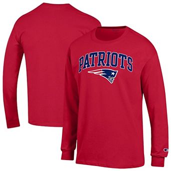 Men's Champion Red New England Patriots Arch Over Logo Long Sleeve T-Shirt