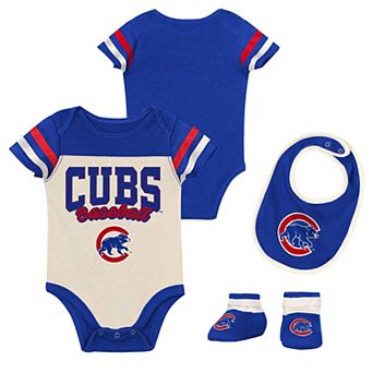 "Newborn Outerstuff Royal Chicago Cubs Up One Three-Piece Bodysuit, Bib & Booties Set"