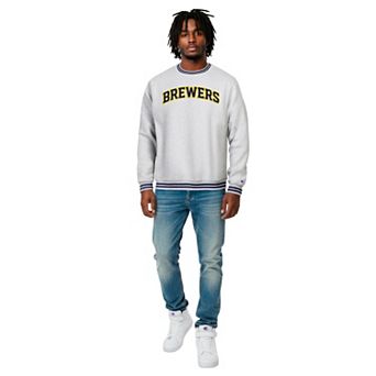 Men's Champion Heather Gray Milwaukee Brewers Reverse Weave Sweatshirt