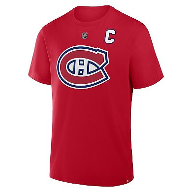 Men's Fanatics Nick Suzuki Red Montreal Canadiens Authentic Stack Name & Number T-Shirt