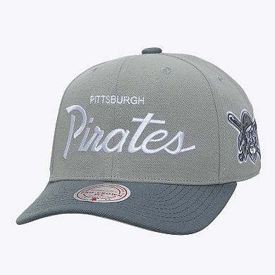 Men's Mitchell & Ness Gray Pittsburgh Pirates Thunderstorm Head Coach Pro-Crown Adjustable Hat