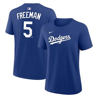 Women's Nike Freddie Freeman Royal Los Angeles Dodgers Name & Number T-Shirt
