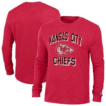 Men's Champion Red Kansas City Chiefs Ultimate Tri-Blend Long Sleeve T-Shirt