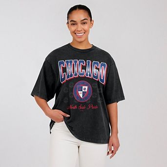 Women's WEAR by Erin Andrews Black Chicago Cubs Oversized Boyfriend T-Shirt