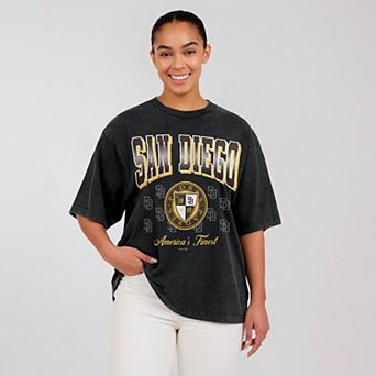 Women's WEAR by Erin Andrews Black San Diego Padres Oversized Boyfriend T-Shirt