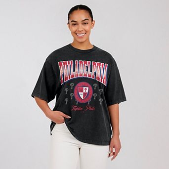 Women's WEAR by Erin Andrews Black Philadelphia Phillies Oversized Boyfriend T-Shirt