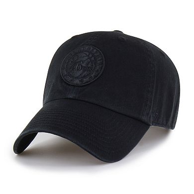 Men's '47 Philadelphia 76ers Black on Black Clean Up Adjustable Hat
