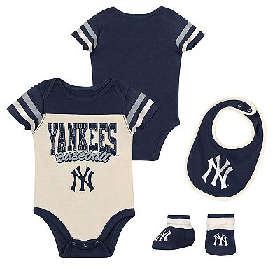 "Newborn Outerstuff Navy New York Yankees Up One Three-Piece Bodysuit, Bib & Booties Set"