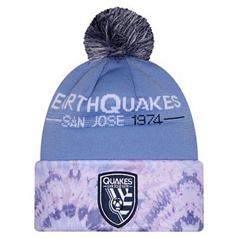 Men's New Era Light Blue San Jose Earthquakes 2026 Jersey Hook Cuffed Knit Hat with Pom