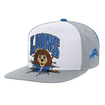 Youth Mitchell & Ness White Detroit Lions Team Mascot Snapback Hat