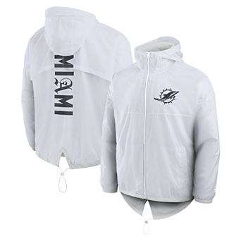 Men's Fanatics White Miami Dolphins Type Play Down Full-Zip Jacket