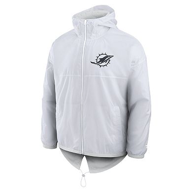 Men's Fanatics White Miami Dolphins Type Play Down Full-Zip Jacket