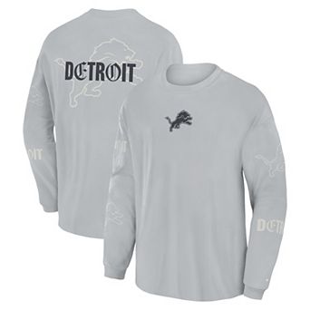 Men's Fanatics Gray Detroit Lions Oversized Type Play Long Sleeve T-Shirt