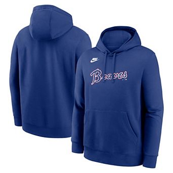 Men's Nike Royal Atlanta Braves Cooperstown Collection Wordmark Club Hoodie