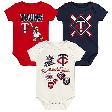 Newborn Outerstuff Minnesota Twins Home Plate 3-Piece Creeper Set