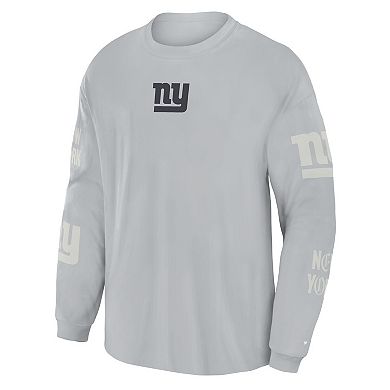 Men's Fanatics Gray New York Giants Oversized Type Play Long Sleeve T-Shirt