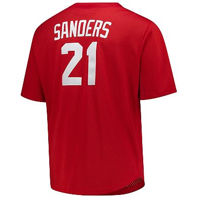 Men's Mitchell & Ness Deion Sanders Red Cincinnati Reds Big & Tall Cooperstown Mesh Batting Practice Jersey