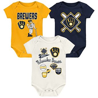 Newborn Outerstuff Milwaukee Brewers Home Plate 3 pc Creeper Set
