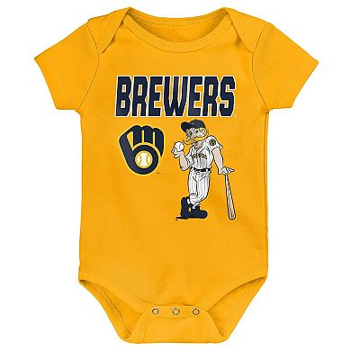 Newborn Outerstuff Milwaukee Brewers Home Plate 3-Piece Creeper Set