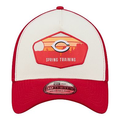 Men's New Era Stone Cincinnati Reds 2026 Spring Training Fan Pack Gradient 39THIRTY Flex Hat