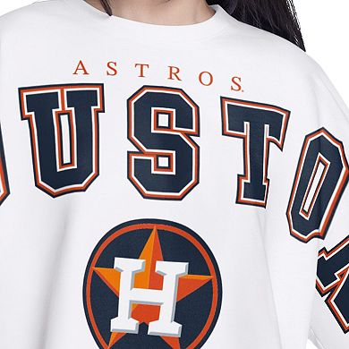 Women's G-III 4Her by Carl Banks White Houston Astros Bleachers Cropped Pullover Sweatshirt