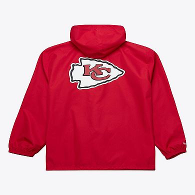 Men's Mitchell & Ness Red Kansas City Chiefs Coaches Full-Snap Hooded Windbreaker Jacket