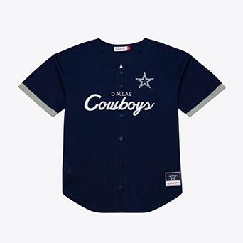 Men's Mitchell & Ness Navy Dallas Cowboys Head Coach Mesh Full-Button Fashion Jersey