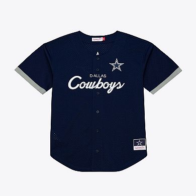 Men's Mitchell & Ness Navy Dallas Cowboys Head Coach Mesh Full-Button Fashion Jersey