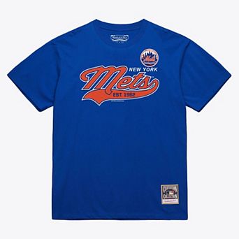 Men's Mitchell & Ness Royal New York Mets Script Sweep Arch T-Shirt