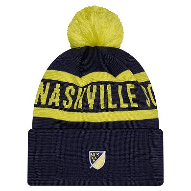 Men's New Era Navy Nashville SC 2026 Jersey Hook Cuffed Knit Hat with Pom