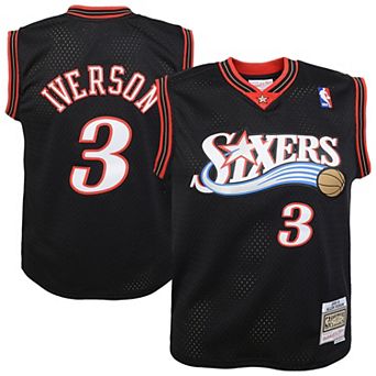 Youth Mitchell & Ness Allen Iverson Black Philadelphia 76ers 2000-01 Swingman Road Jersey