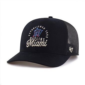 Men's '47 Black Miami Marlins Pitstop Trucker Adjustable Hat