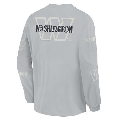Men's Fanatics Gray Washington Commanders Oversized Type Play Long Sleeve T-Shirt