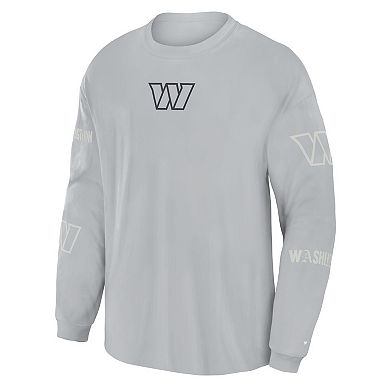 Men's Fanatics Gray Washington Commanders Oversized Type Play Long Sleeve T-Shirt
