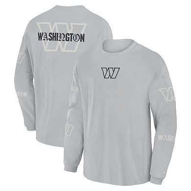 Men's Fanatics Gray Washington Commanders Oversized Type Play Long Sleeve T-Shirt