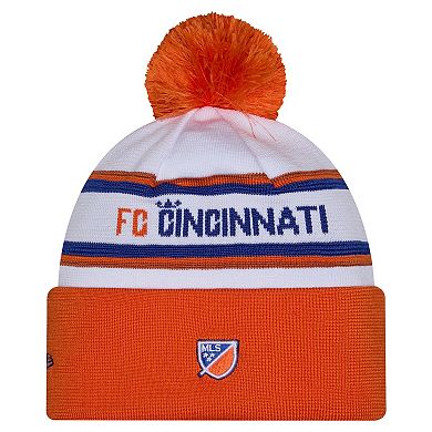 Men's New Era White FC Cincinnati 2026 Jersey Hook Cuffed Pom Knit Hat