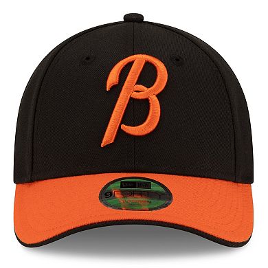 Men's New Era Black/Orange Baltimore Orioles Player Replica 9FORTY Adjustable Hat