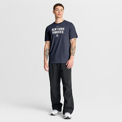 Men's Nike Heather Navy New York Yankees Stacked Tri-Blend T-Shirt