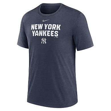 Men's Nike Heather Navy New York Yankees Stacked Tri-Blend T-Shirt