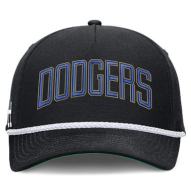 Men's Nike Black Los Angeles Dodgers Cooperstown Collection Rise Adjustable Hat