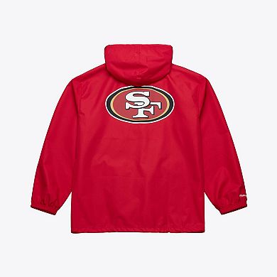 Men's Mitchell & Ness Scarlet San Francisco 49ers Coaches Full-Snap Hooded Windbreaker Jacket