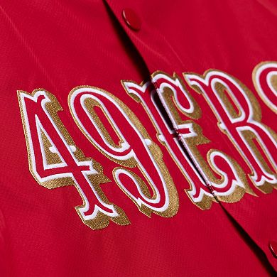 Men's Mitchell & Ness Scarlet San Francisco 49ers Coaches Full-Snap Hooded Windbreaker Jacket