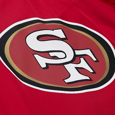 Men's Mitchell & Ness Scarlet San Francisco 49ers Coaches Full-Snap Hooded Windbreaker Jacket