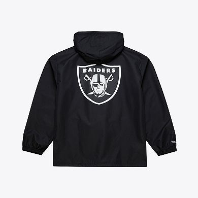 Men's Mitchell & Ness Black Las Vegas Raiders Coaches Full-Snap Hooded Windbreaker Jacket