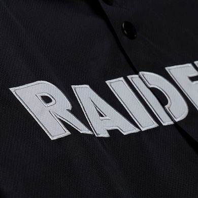 Men's Mitchell & Ness Black Las Vegas Raiders Coaches Full-Snap Hooded Windbreaker Jacket