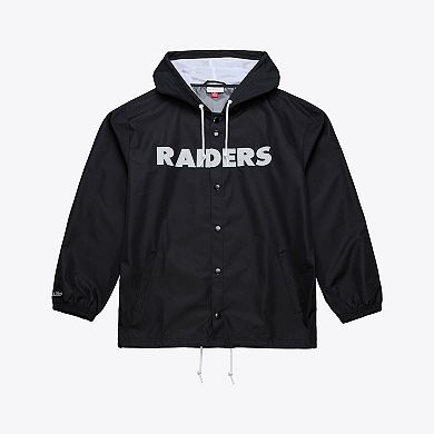 Men's Mitchell & Ness Black Las Vegas Raiders Coaches Full-Snap Hooded Windbreaker Jacket