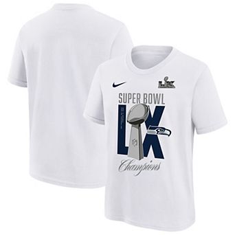 Youth Nike White Seattle Seahawks Super Bowl LX Champions Lombardi Trophy T-Shirt